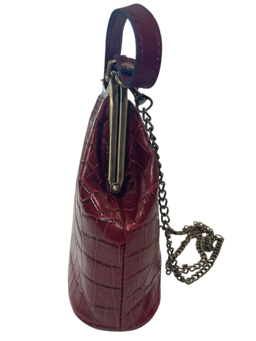 Patricia Nash Red Oxblood Leather Crocodile Frame Bag Chain Strap #P572311 NWT - Picture 8 of 12